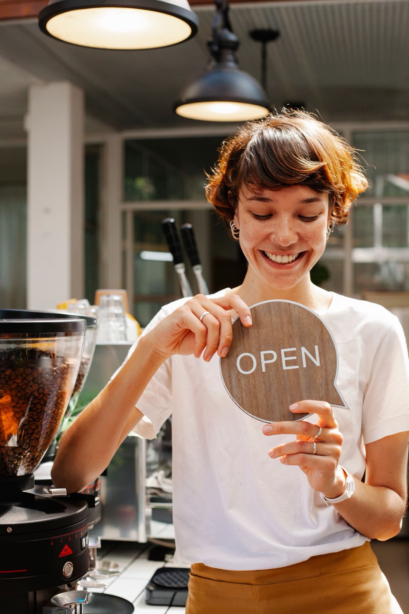 A happy small-business owner