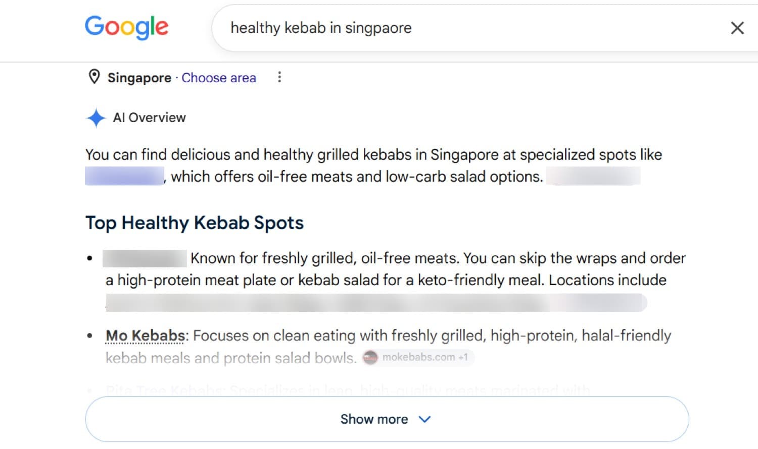 Google AI Overview citing this client first for a secondary category query